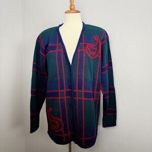 Pendleton Vintage Pure Wool V-Neck Cardigan Multicolor Knit Paisley XL